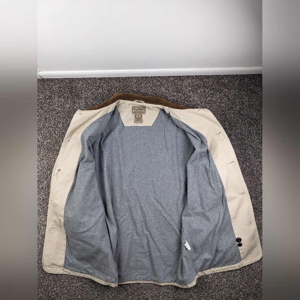 VTG LL Bean Jacket Canvas Chore Barn Corduroy Collar Flannel Lined Mens Large - Picture 5 of 13